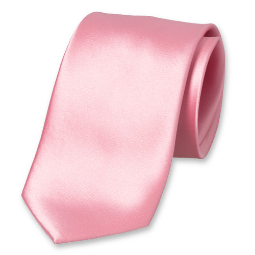 Satijn polyester stropdas lichtroze (1)