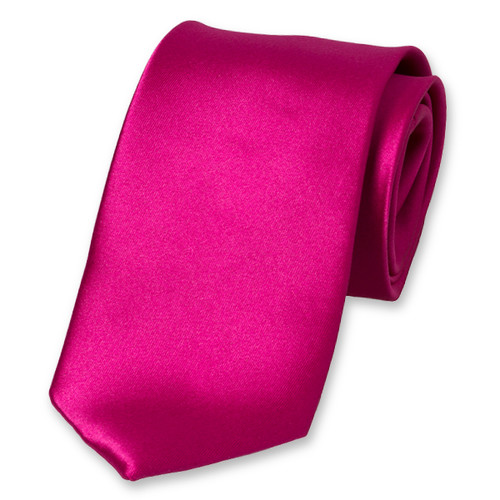 Satijn polyester stropdas fuchsia (1)