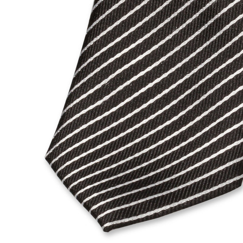 Filosofisch Geneeskunde Scarp Coole smalle zijden stropdas met strependessin in zwart/wit