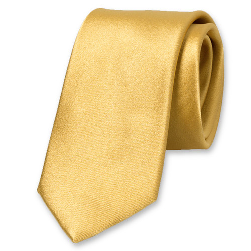 Smalle satijn gouden stropdas (1)