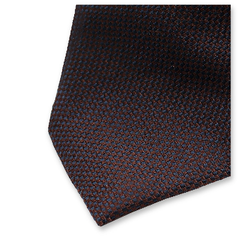 Smalle Structuur Stropdas - Donkerblauw-Bruin (3)