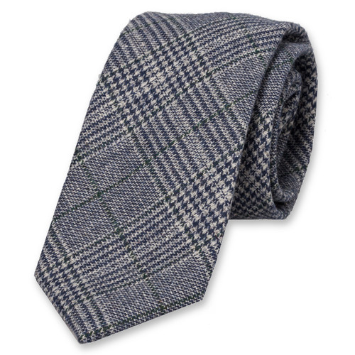 Wollen stropdas blauw - ruit (1)