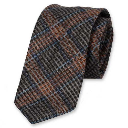 Wollen stropdas zwart/oranje - ruit (1)
