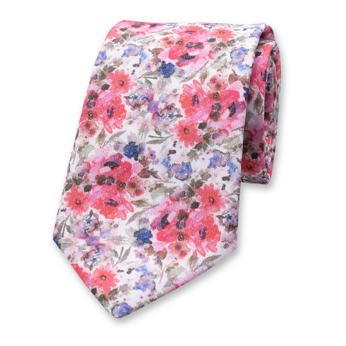 Roze-Lila Gebloemde Stropdas (2)