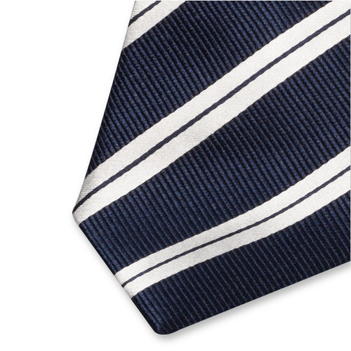 Navy/ wit gestreepte stropdas XL (2)