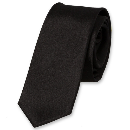 Extra smalle zwarte satijn stropdas (1)