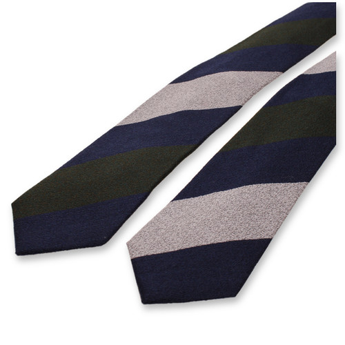 Blokstreep Stropdas Donkerblauw - Groen - Grijs (2)