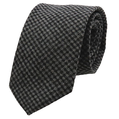 Wollen stropdas fijne ruit - zwart/grijs (1)