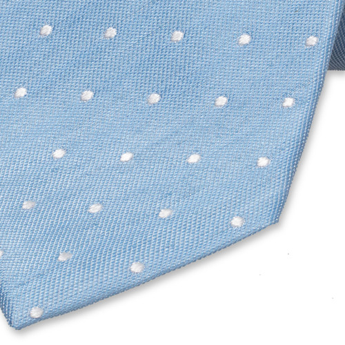 Linnen stropdas lichtblauw – witte stippen (2)