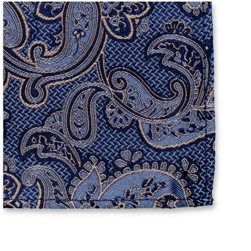 Donkerblauwe Luxe Pochet - Beige Paisley (2)