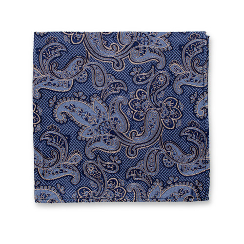 Donkerblauwe Luxe Pochet - Beige Paisley (1)