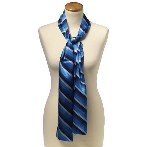 Blauw gestreepte polyester shawl (1)