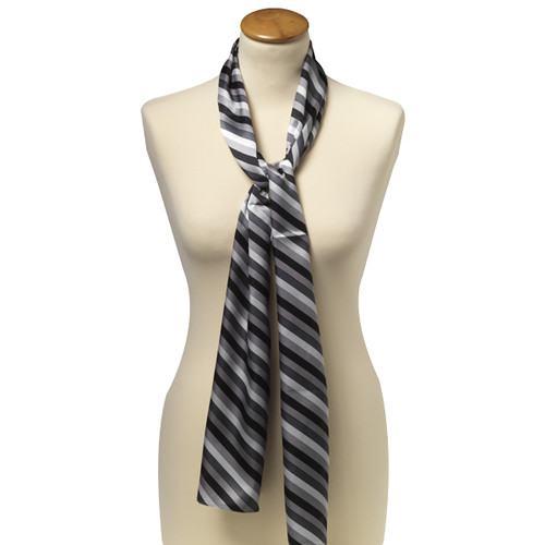 Zwart/ grijs gestreepte polyester shawl (1)