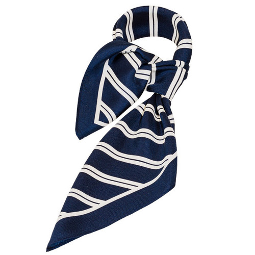 Gestreept zijden sjaaltje Donkerblauw-Wit (1)