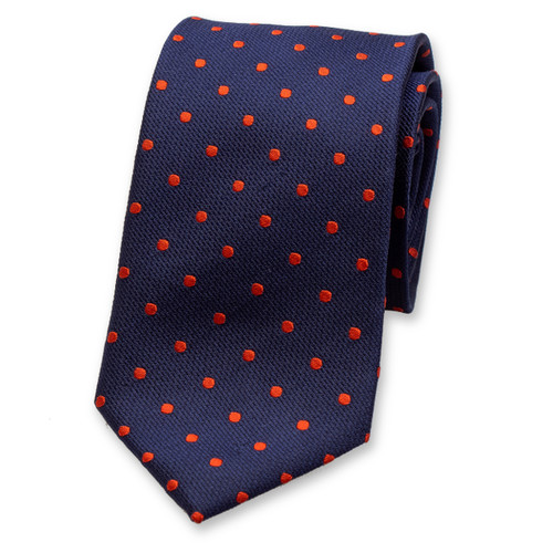 Navy stropdas met rode stippen (1)