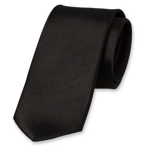 Smalle satijn zwarte stropdas (1)