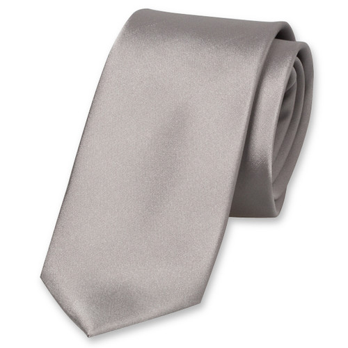 Smalle satijn grijze stropdas (1)