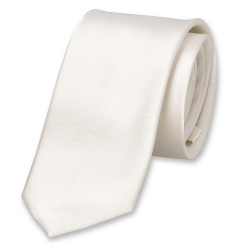 Smalle satijn witte stropdas (1)