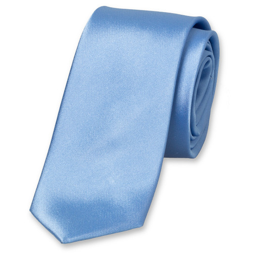 Smalle satijn blauwe stropdas (1)