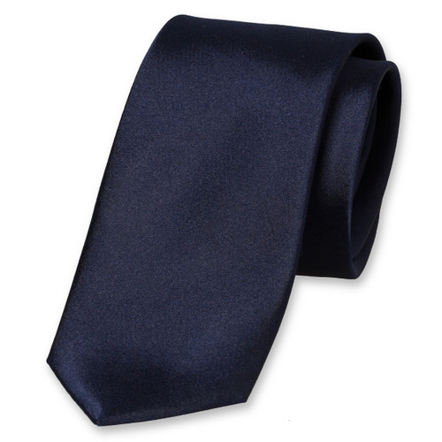 Smalle satijn donkerblauwe stropdas (1)