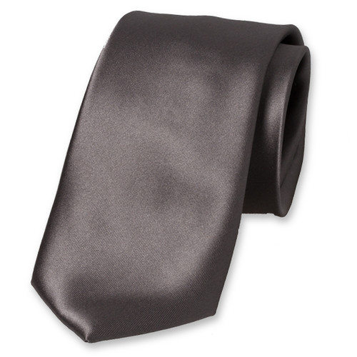 Satijn polyester stropdas donkergrijs (1)