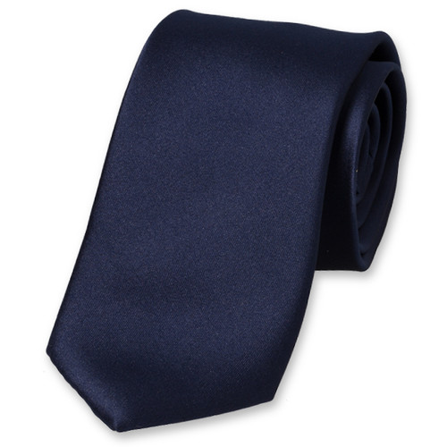 Satijn polyester stropdas donkerblauw (1)