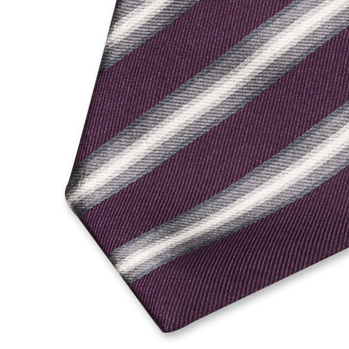 Aubergine gestreepte stropdas (2)