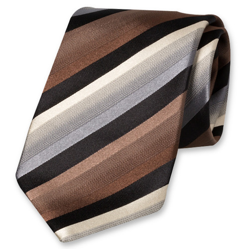 Gestreepte stropdas zwart/bruin (1)