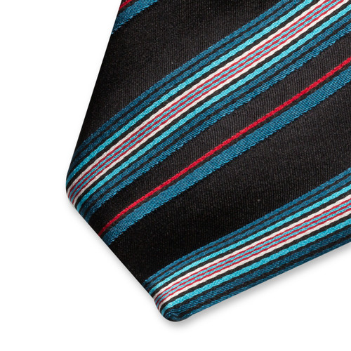Zwarte stropdas - multicolor streep (2)