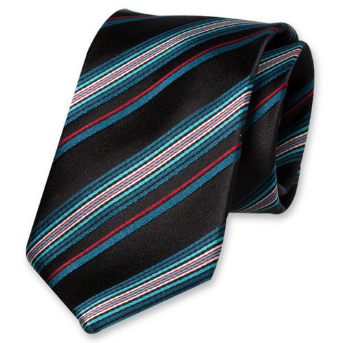Zwarte stropdas - multicolor streep (1)
