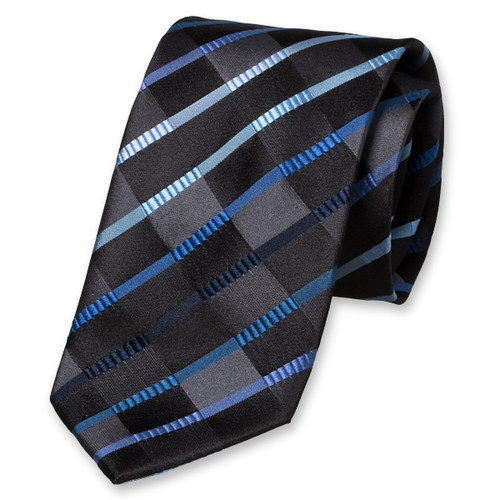 Ruiten stropdas zwart/blauw (1)