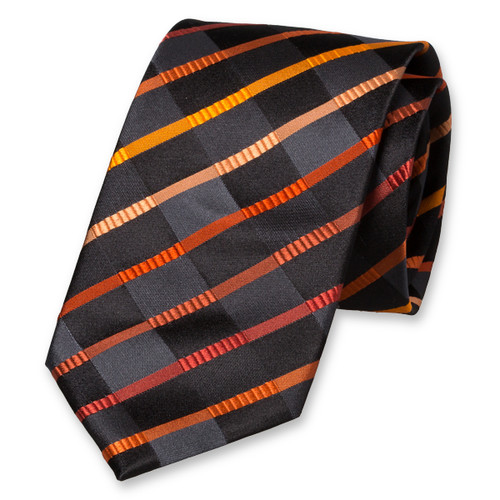 Ruiten stropdas zwart/oranje (1)