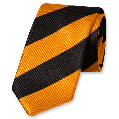 Breed gestreepte stropdas zwart/oranje (1)