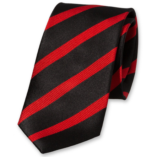 Satijn stropdas zwart/rood (1)