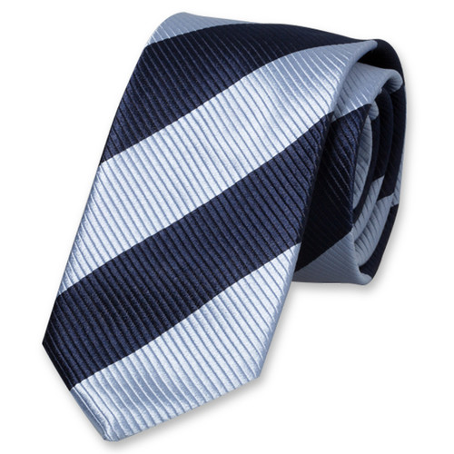 Breed gestreepte stropdas donkerblauw/lichtblauw (1)