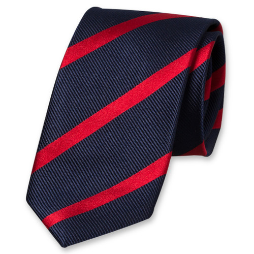 Donkerblauwe stropdas met rode banen (1)