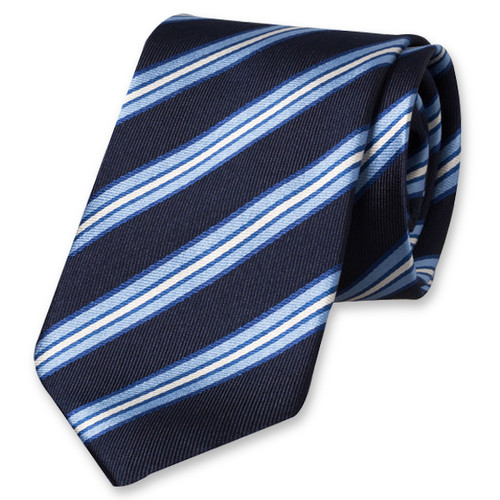 Donkerblauwe gestreepte stropdas   (1)