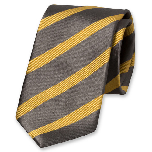 Satijn stropdas grijs/ geel (1)