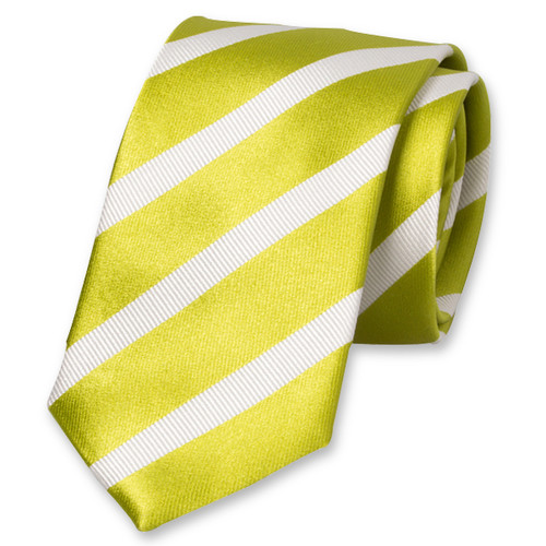 Satijn lime stropdas met witte strepen (1)