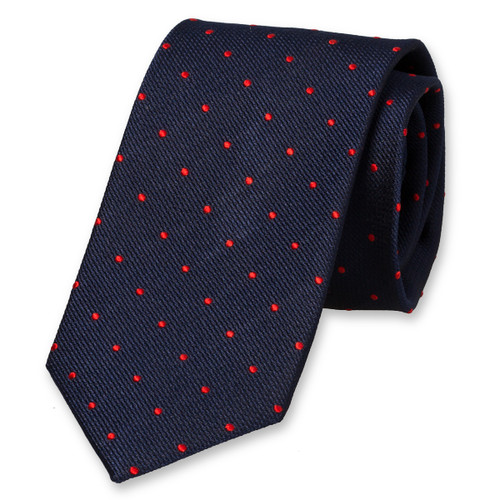 Navy stropdas met rode stippen (1)