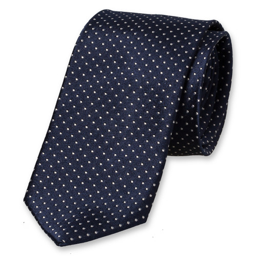 Donkerblauwe stippen stropdas (1)