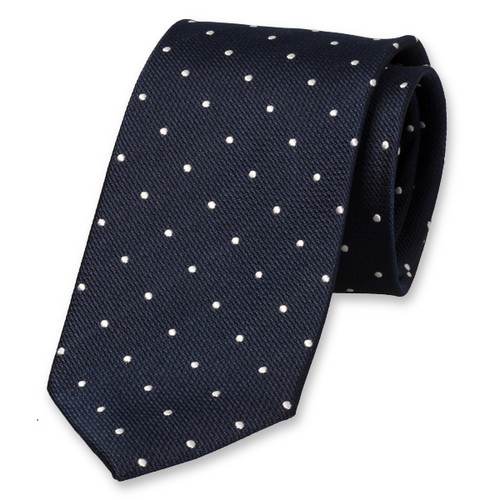 Donkerblauwe stropdas met witte stippen (1)
