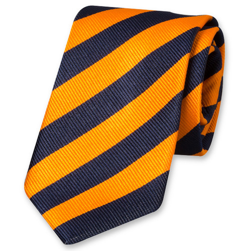 Zichtbaar Jong Rijk Gestreepte stropdas in oranje en donkerblauw