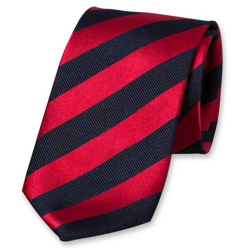 Satijn stropdas donkerblauw/ rood (1)
