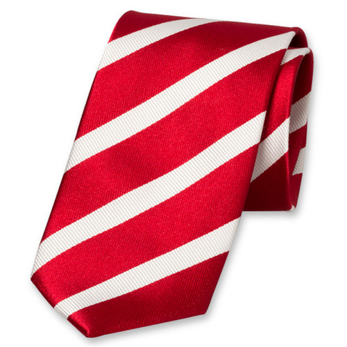 Satijn rode stropdas met witte strepen (1)