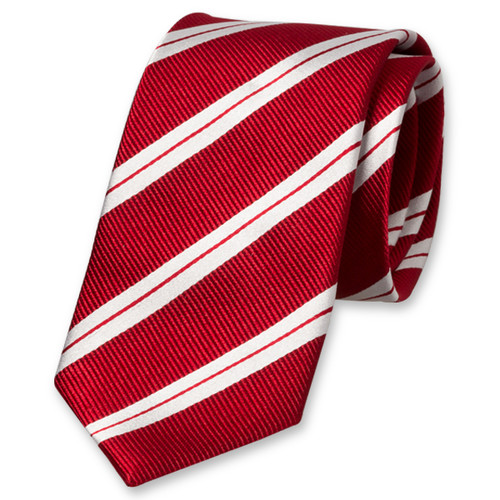 Kapper Normaal gesproken Voorwaardelijk Rode stropdas met dubbele witte strepen