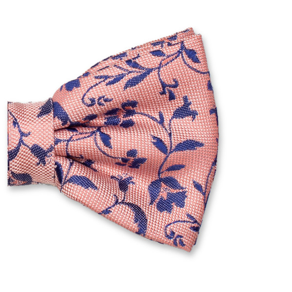 Lichtroze Luxe Vlinderstrik - Blauwe Bloemen (2)