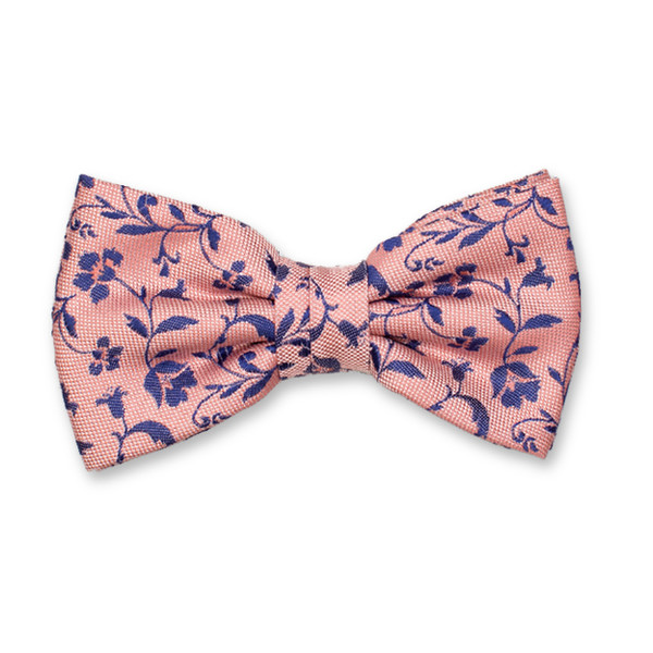 Lichtroze Luxe Vlinderstrik - Blauwe Bloemen (1)