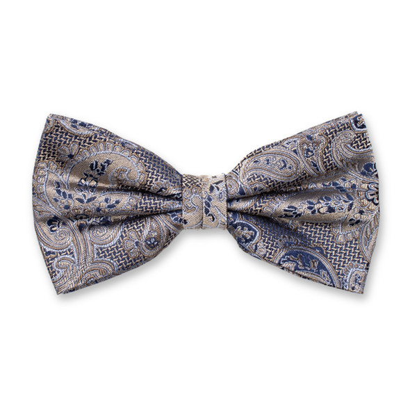 Beige Luxe Strik - Donkerblauw Paisley (1)