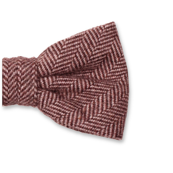 Rode Herringbone Vlinderstrik - Wol (2)